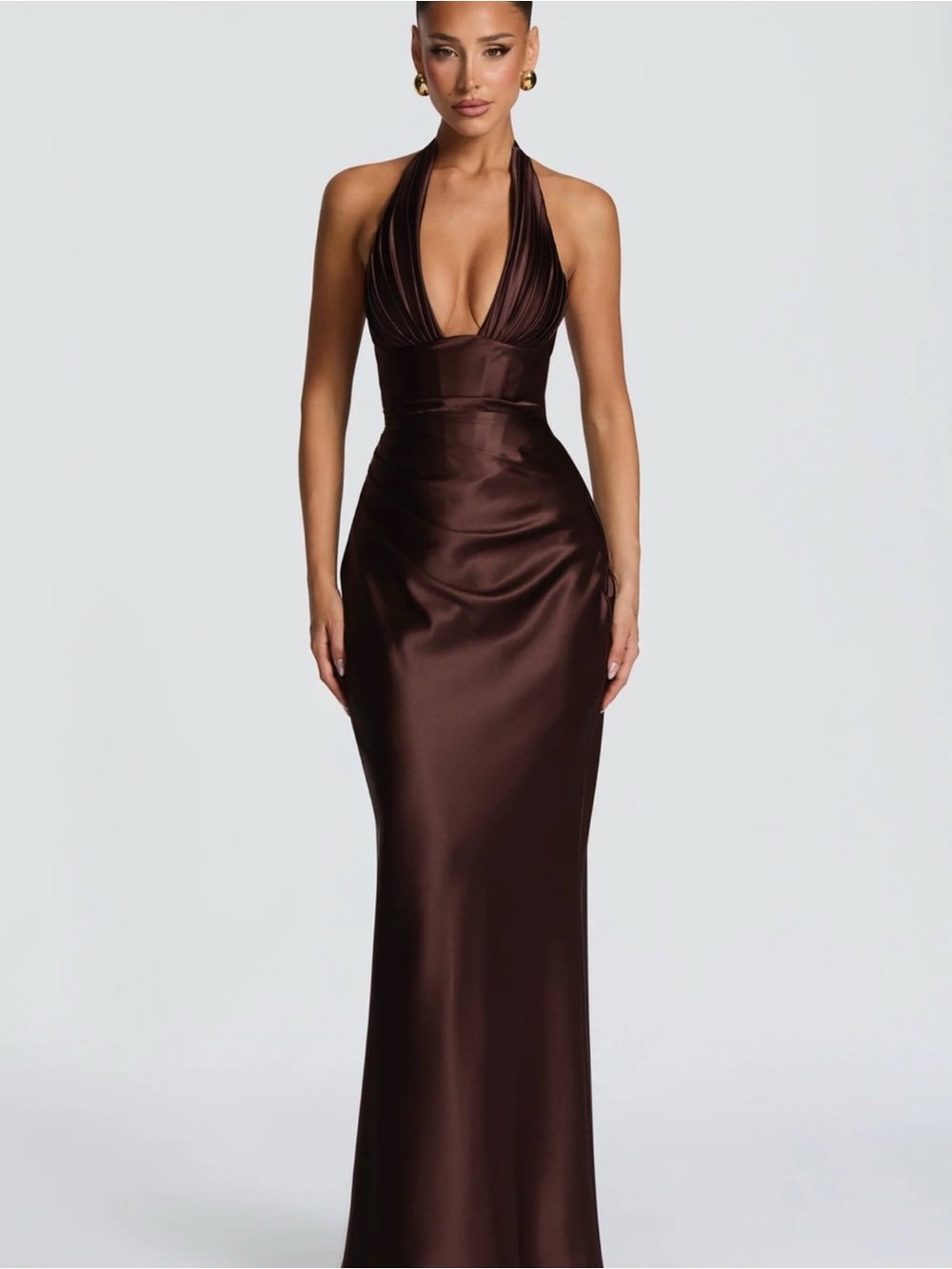 ELOWEN MAXI DRESS - PLUM BROWN XS